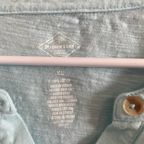 St. John's Bay Green Mandarin Collar T-Shirt - Picture 2 of 4